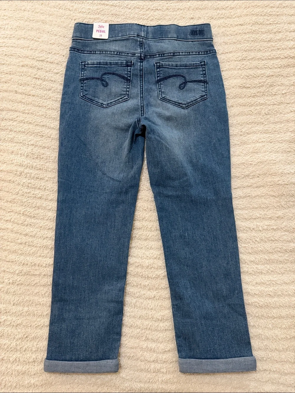 Justice Girls Blue Stretch Jeggings with Cuffed Hem